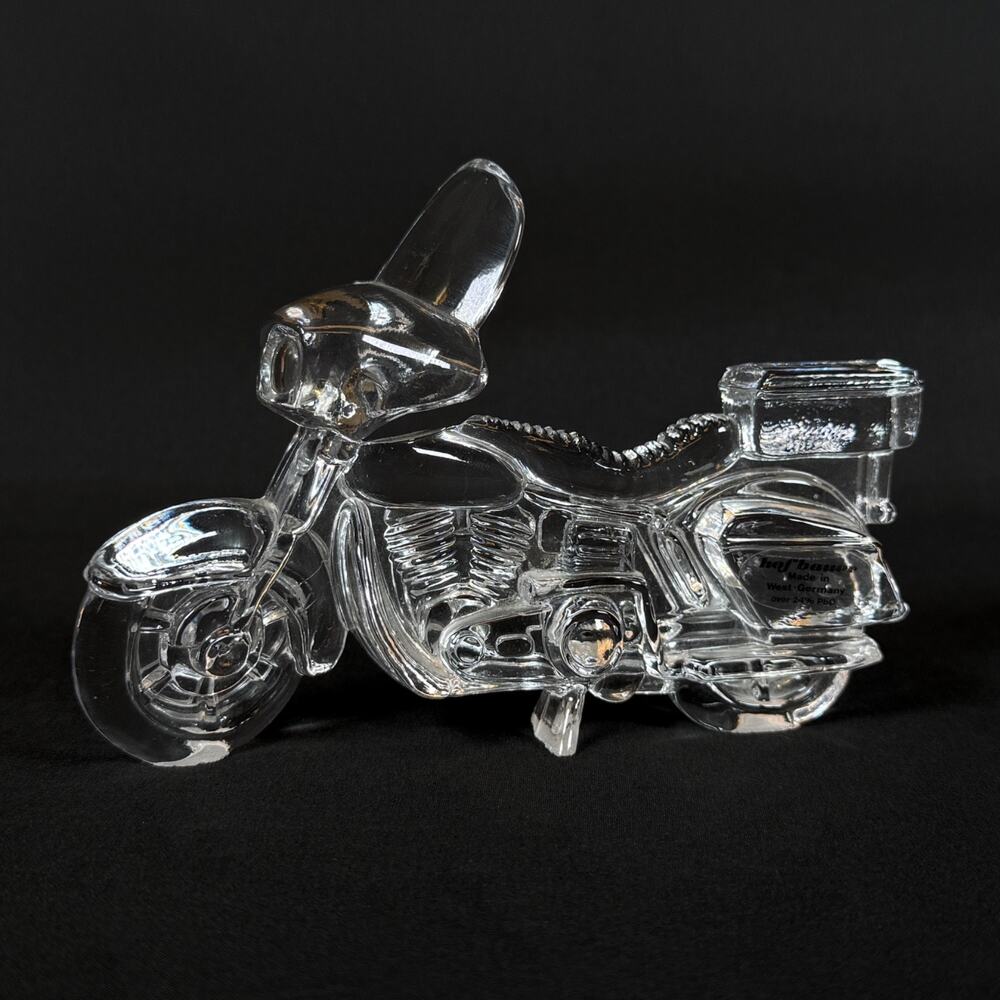 Hofbauer Lead Crystal glass Motorcycle Figurine West Germany Vintage 5"
